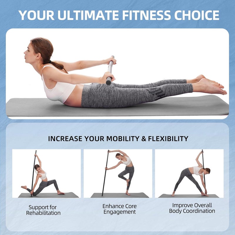 SOOTHEFFECT Adjustable Yoga Stick (30/45/60 in), Fully Foam-Sleeved Steel Stretching & Mobility Stick with Exercise Guide, Portable Fitness & Rehab Tool, Carry Bag Included - Image 5
